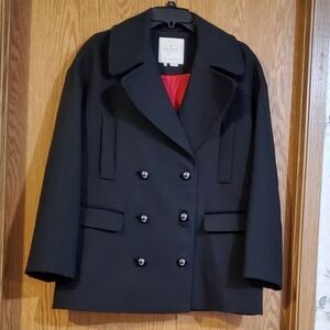 Kate Spde Broome Street Double Breasted Pea Coat Black Size XS